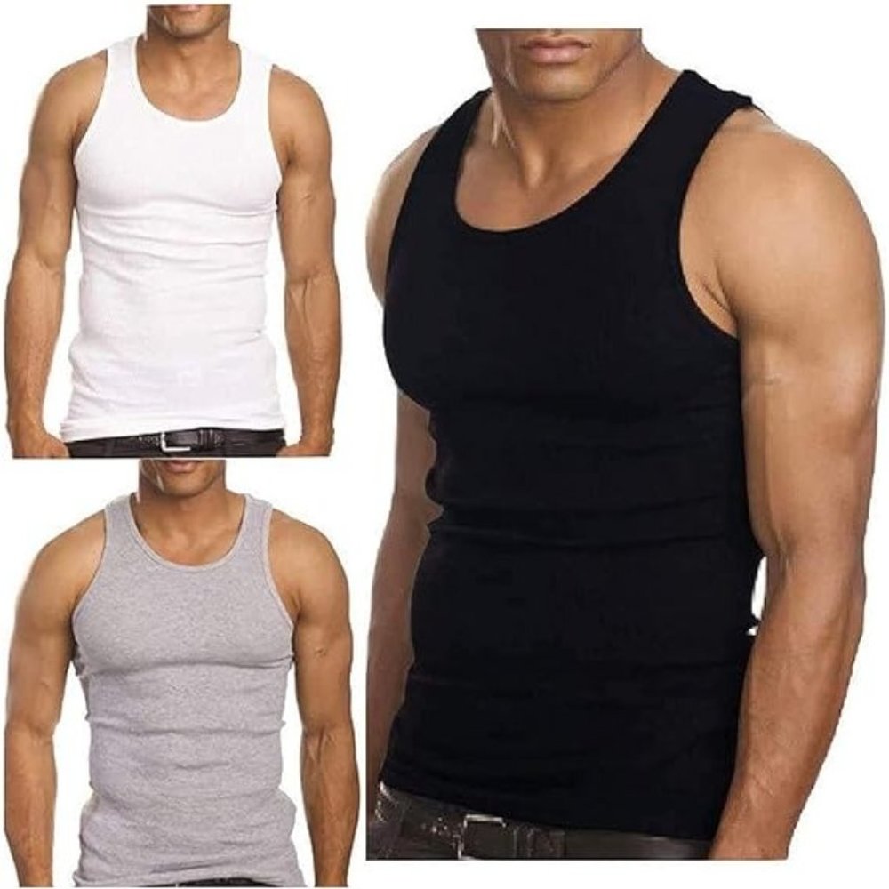 A-Power | Men's 100% Cotton Multipack Classic Rib Tank Top A-Shirts (Large, Blac